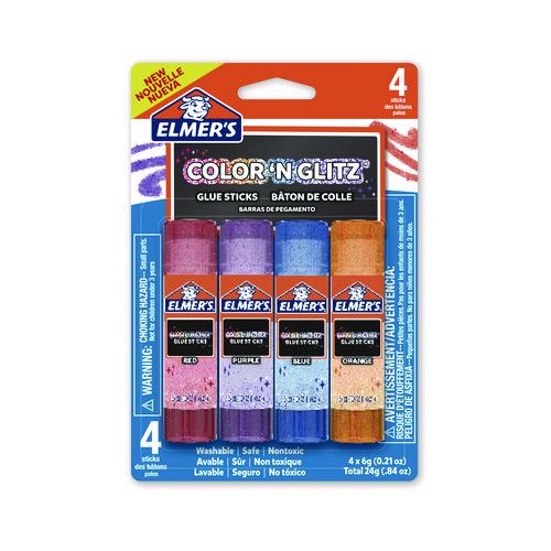 Image of Elmer's® 2197114 Glitter Glue Sticks, 0.21 oz, Applies Assorted Colors, Dries Clear Glitter, 4/Pack