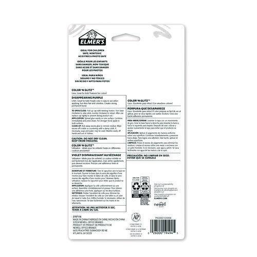 Image of Elmer's® 2197116 Glitter Glue Sticks, Applies Assorted Colors, 0.21 oz, Dries Clear Glitter, 12/Pack