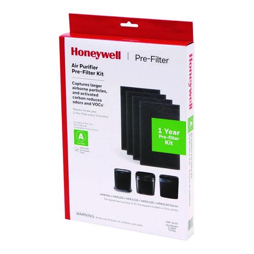 Image of Honeywell HRFA100 Pre-Cut Carbon Pre-Filter, Fits Models: HPA094/HPA100/HPA101/HPA104/HPA105/HPA106/HPA3100/HPA5100/HPA5150, Box of 4 Filters