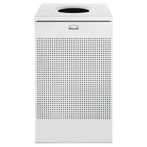 Image of Rubbermaid® Commercial FGSC18EPLSM Designer Line Silhouettes Waste Receptacle, 20 gal, Steel, Silver Metallic