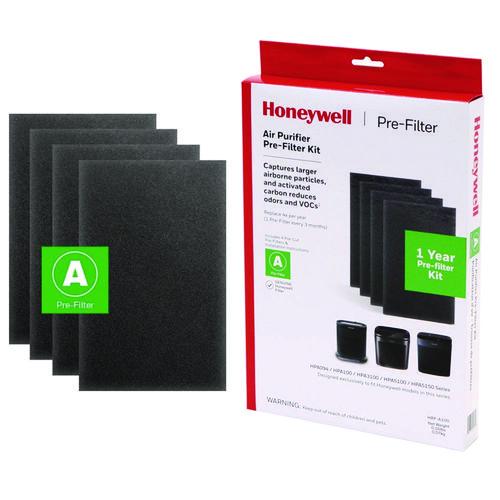 Image of Honeywell HRFA100 Pre-Cut Carbon Pre-Filter, Fits Models: HPA094/HPA100/HPA101/HPA104/HPA105/HPA106/HPA3100/HPA5100/HPA5150, Box of 4 Filters