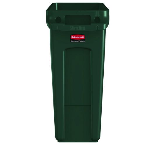 Image of Rubbermaid® Commercial FG354007GRN Slim Jim Plastic Recycling Container with Venting Channels, 23 gal, Plastic,  Green