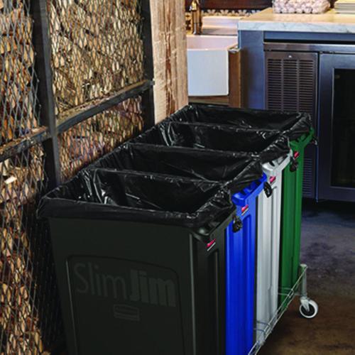 Image of Rubbermaid® Commercial FG354007GRN Slim Jim Plastic Recycling Container with Venting Channels, 23 gal, Plastic,  Green