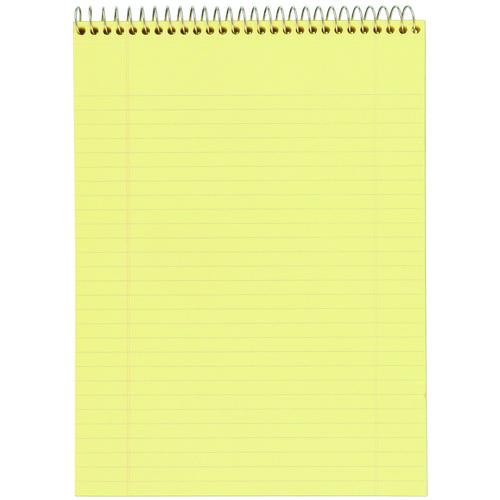 Image of Cambridge® MEA59880 Stiff-Back Wire Bound Notepad, Canary/Blue Cover, Wide/Legal Rule, (70) Canary Yellow 8.5 x 11 Sheets