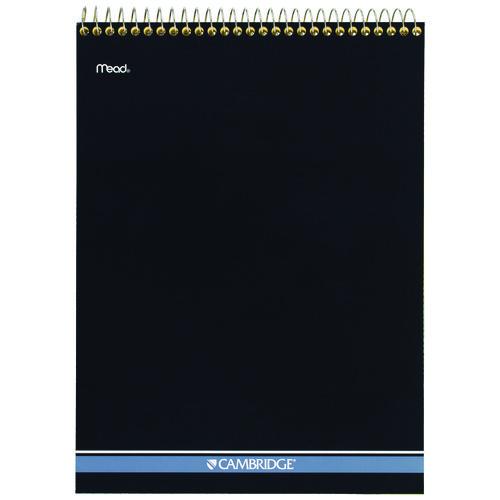 Image of Cambridge® MEA59880 Stiff-Back Wire Bound Notepad, Canary/Blue Cover, Wide/Legal Rule, (70) Canary Yellow 8.5 x 11 Sheets