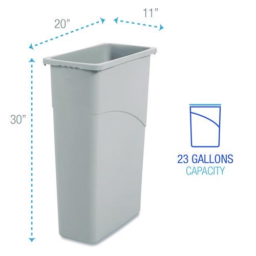 Image of Boardwalk® 1868188 Slim Waste Container, 23 gal, Plastic, Gray