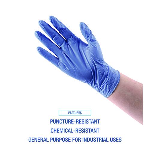 Image of Boardwalk® 380LBXA 380 Series Disposable General-Purpose Nitrile Gloves, Powder-Free, Large, 4 mil Thick, 9.5" Long, Blue, 100/Box