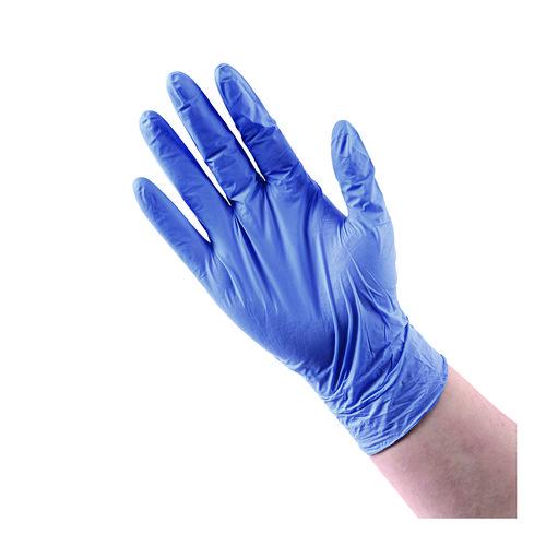 Image of Boardwalk® 380LBXA 380 Series Disposable General-Purpose Nitrile Gloves, Powder-Free, Large, 4 mil Thick, 9.5" Long, Blue, 100/Box