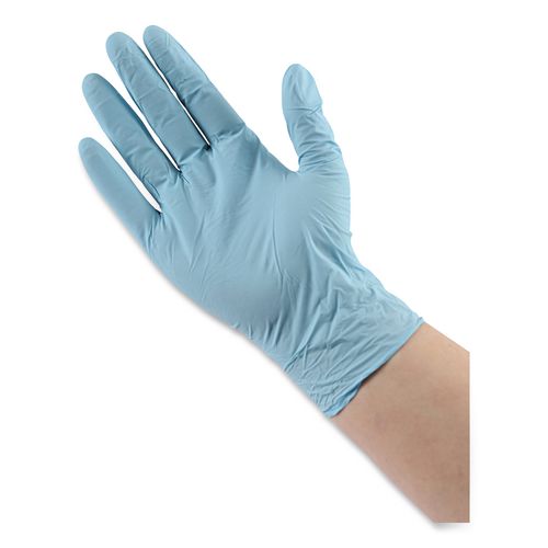 Image of Boardwalk® 382XSCTA Disposable Examination Nitrile Gloves, Powder-Free, X-Small, 5 mil Thick, 9.5" Long, Blue, 100/Box, 10 Boxes/Carton