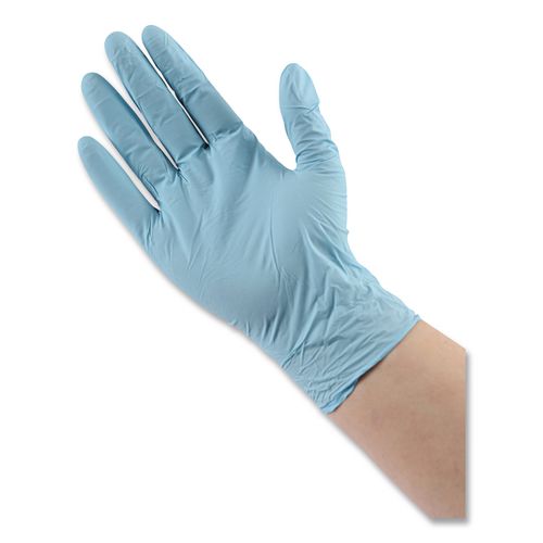 Image of Boardwalk® 382XLBXA Disposable Examination Nitrile Gloves, Powder-Free, X-Large, 5 mil Thick, 9.5" Long, Blue, 100/Box