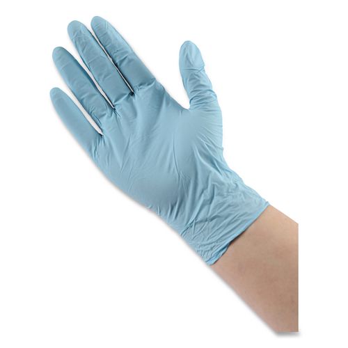 Image of Boardwalk® 382XLCTA Disposable Examination Nitrile Gloves, Powder-Free, X-Large, 5 mil Thick, 9.5" Long, Blue, 100/Box, 10 Boxes/Carton