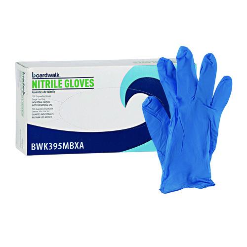 Image of Boardwalk® 395MCTA 395 Series Disposable General-Purpose Nitrile Gloves, Powder-Free, Medium, 5 mil Thick, 9.5" Long, Blue, 100/Box, 10 Boxes/CT