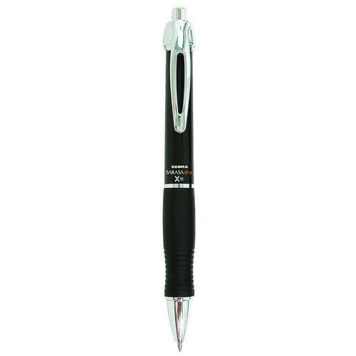 Image of Zebra® 42610 Sarasa Dry X10 Gel Pen, Retractable, Medium 0.7 mm, Black Ink, Black/Silver Barrel, 12/Pack