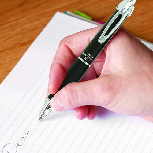 Image of Zebra® 42610 Sarasa Dry X10 Gel Pen, Retractable, Medium 0.7 mm, Black Ink, Black/Silver Barrel, 12/Pack