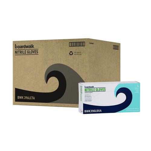 Image of Boardwalk® BWK396LCT 396 Series Disposable General-Purpose Nitrile Gloves, Powder-Free, Large, 4.4 mil Thick, 9.5" Long, Black, 100/BX, 10 BX/CT