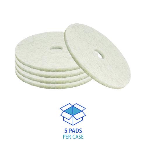 Image of Boardwalk® 7000126619 Natural Burnishing Floor Pads, 27" Diameter, White, 5/Carton