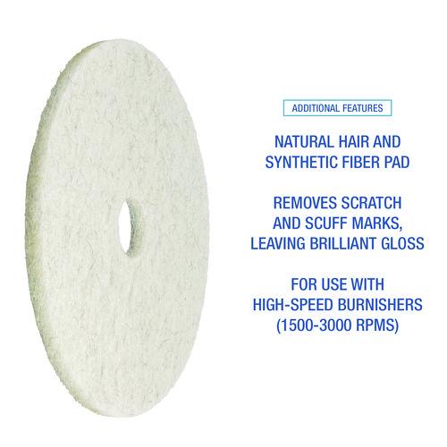 Image of Boardwalk® 7000126619 Natural Burnishing Floor Pads, 27" Diameter, White, 5/Carton