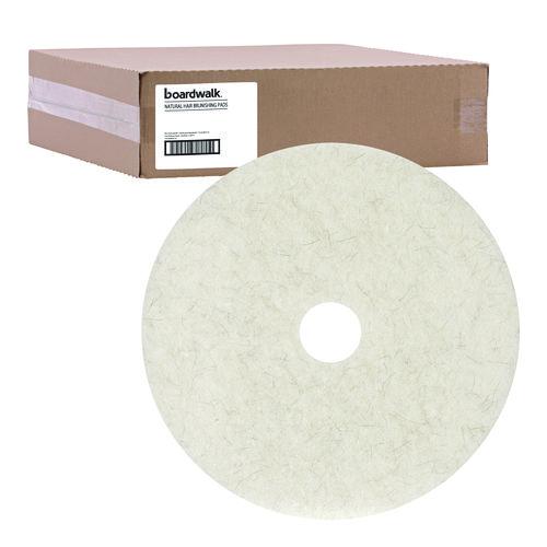Image of Boardwalk® 7000126619 Natural Burnishing Floor Pads, 27" Diameter, White, 5/Carton