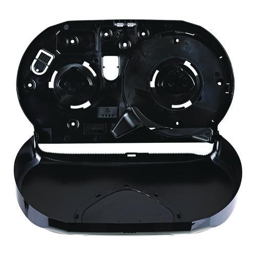 Image of Boardwalk® R4070BKBW Jumbo Twin Toilet Tissue Dispenser, 20.25 x 6 x 12.25, Black