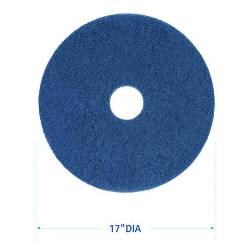 Image of BoardwalkÂ® Scrubbing Floor Pads, 17" Diameter, Blue, 5/carton