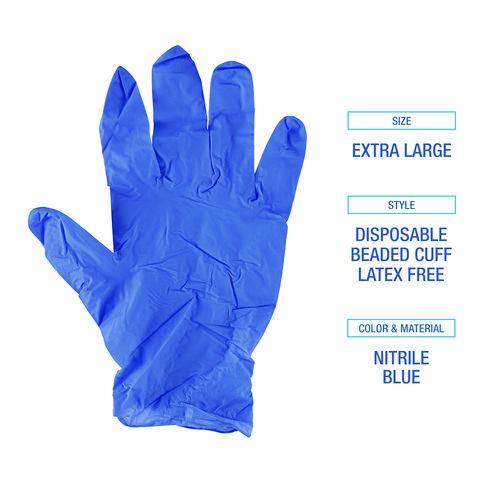 Image of Boardwalk® 380XLCTA 380 Series Disposable General-Purpose Nitrile Gloves, Powder-Free, X-Large, 4 mil Thick, 9.5" Long, Blue,100/Box, 10 Boxes/CT