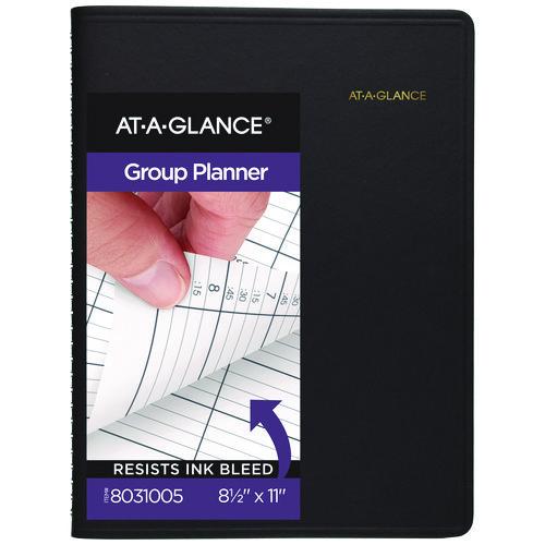 Image of AT-A-GLANCE® 80-310-05 Four-Person Group Undated Daily Appointment Book, 10.88 X 8.5, Black Cover, 12-Month (jan To Dec): Undated
