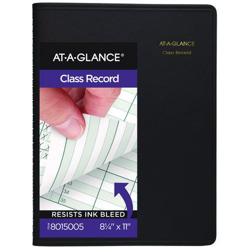 Image of AT-A-GLANCEÂ® Undated Class Record Book, Nine To 10 Week Term: Two-Page Spread (35 Students), 10.88 X 8.25, Black Cover