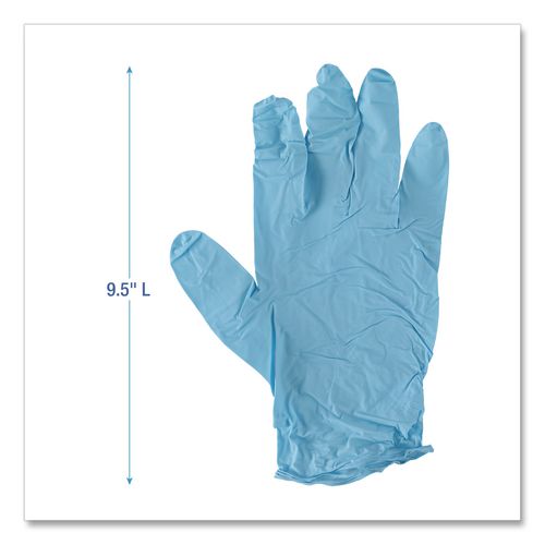 Image of Boardwalk® 382XLBXA Disposable Examination Nitrile Gloves, Powder-Free, X-Large, 5 mil Thick, 9.5" Long, Blue, 100/Box