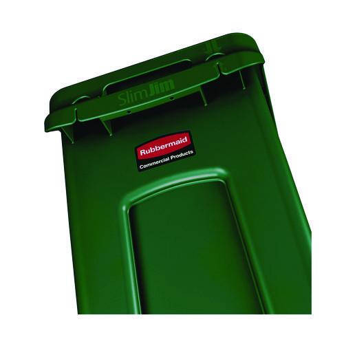 Image of Rubbermaid® Commercial FG354007GRN Slim Jim Plastic Recycling Container with Venting Channels, 23 gal, Plastic,  Green