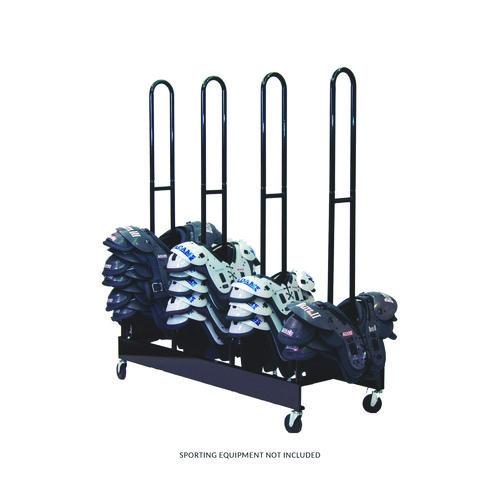 Image of Champion Sports FBSPR4 Mobile Four-Stack Shoulder Pad Rack, Metal, 176 lb Capacity, 24" x 59" x 68", Black