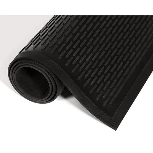Image of Crown TD 0035BK Crown-Tred Indoor/Outdoor Scraper Mat, Black Loop-Twist Ribbed Rubber Surface, 35.5" x 59.5"