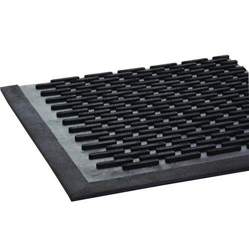 Image of Crown TD 0035BK Crown-Tred Indoor/Outdoor Scraper Mat, Black Loop-Twist Ribbed Rubber Surface, 35.5" x 59.5"