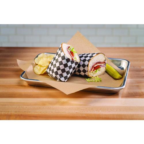 Image of Paterson Grease-Resistant Food Wrap, 12 x 12, Black Check, 5,000/Carton