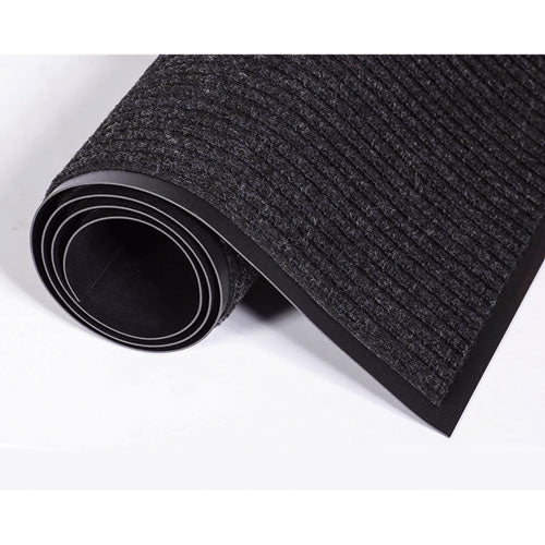 Image of Crown NR 0035CH Needle-Rib Wiper/Scraper Mat, Rectangular, Charcoal Gray Ribbed Surface, 36" x 60"