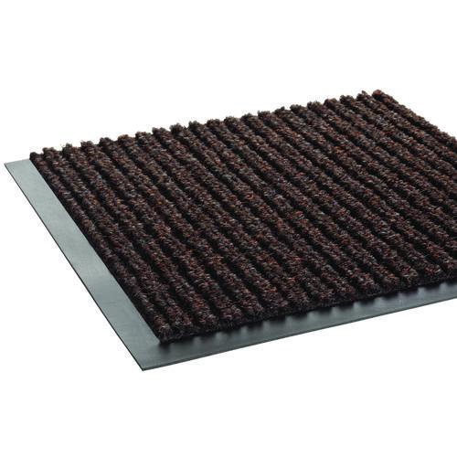 Image of Crown NR 0310BR Needle-Rib Wiper/Scraper Mat, Rectangular, Brown Ribbed Surface, 36" x 10 ft
