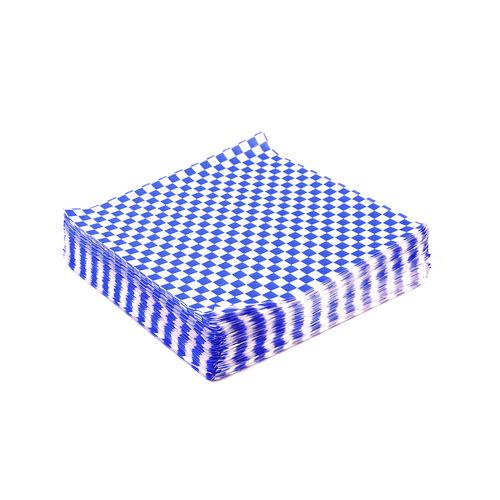 Image of Paterson WG01014 Grease-Resistant Food Wrap, 12 x 12, Blue Check, 5,000/Carton