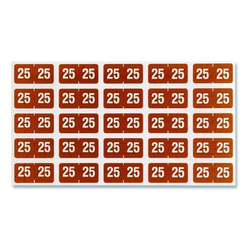 Image of Smead Yearly End Tab File Folder Labels, 25, 0.5 x 1, Brown, 25/Sheet, 10 Sheets/Pack