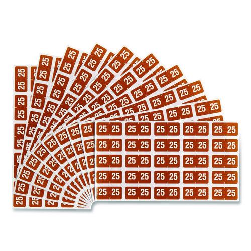 Image of Smead Yearly End Tab File Folder Labels, 25, 0.5 x 1, Brown, 25/Sheet, 10 Sheets/Pack