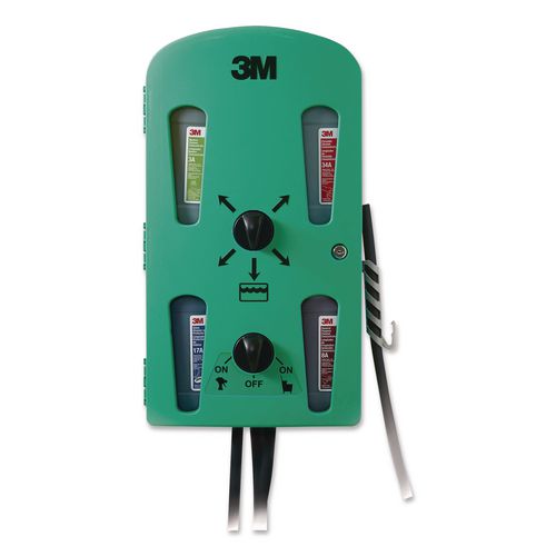Image of 3M 85851 Flow Control System Chemical Dispenser, Action Gap with Pressure Relief Valve, (4) 0.5 gal, 12.25 x 6.3 x 22.5, Green