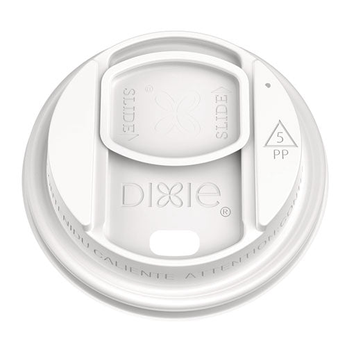 Image of Dixie® DSL9542 Smart Top Reclosable Lids for Hot Cups, Fits 10 oz to 20 oz Hot Cups, Plastic, White, 1,000/Carton