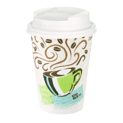 Image of Dixie® DSL9542 Smart Top Reclosable Lids for Hot Cups, Fits 10 oz to 20 oz Hot Cups, Plastic, White, 1,000/Carton