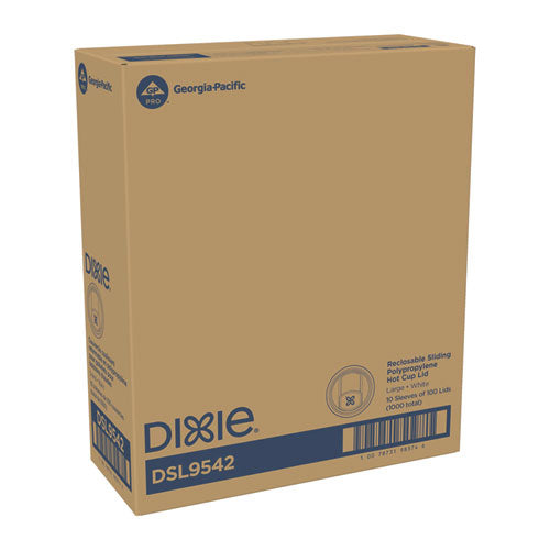 Image of Dixie® DSL9542 Smart Top Reclosable Lids for Hot Cups, Fits 10 oz to 20 oz Hot Cups, Plastic, White, 1,000/Carton