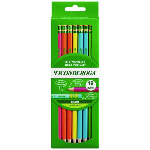 Image of Ticonderoga® X13018 Pre-Sharpened Pencil, 2.2 mm, HB (#2), Black Lead, Neon Assorted Barrel Colors, 18/Pack