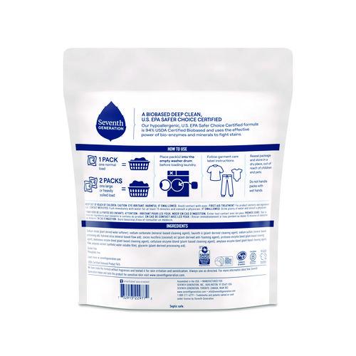Image of Seventh Generation® 22977CT Natural Laundry Detergent Packs, Powder, Unscented, 45 Packets/pack, 8/carton