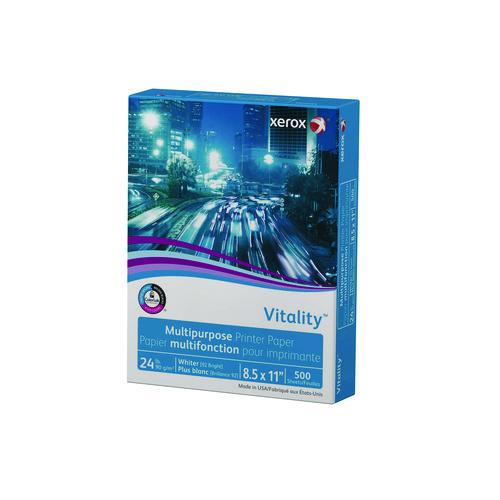 Image of xerox Vitality Multipurpose Print Paper, 92 Bright, 24 lb Bond Weight, 8.5 x 11, White, 500/Ream