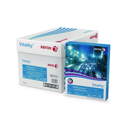 Image of xerox Vitality Multipurpose Print Paper, 92 Bright, 24 lb Bond Weight, 8.5 x 11, White, 500/Ream