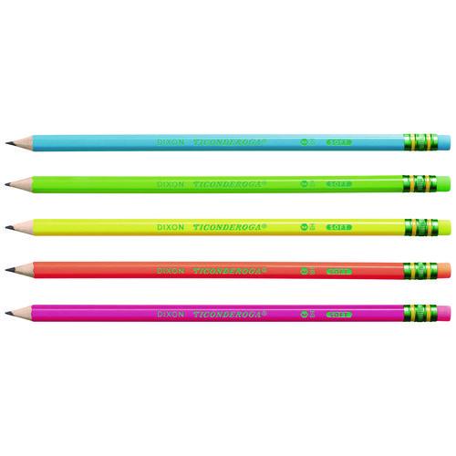 Image of Ticonderoga® X13018 Pre-Sharpened Pencil, 2.2 mm, HB (#2), Black Lead, Neon Assorted Barrel Colors, 18/Pack
