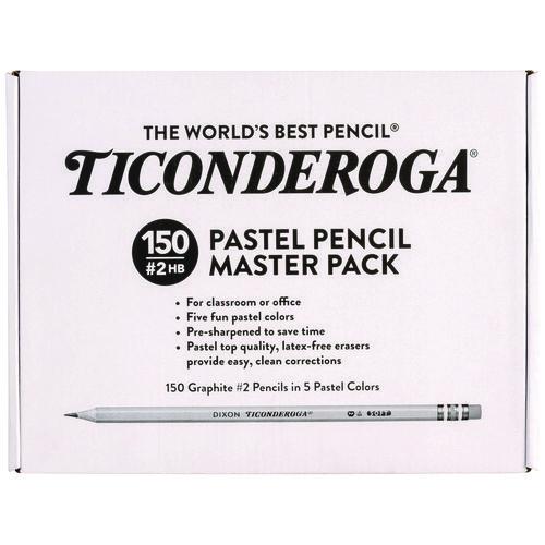 Image of Ticonderoga® X13750 Pre-Sharpened Pencil, 2.2 mm, HB (#2), Black Lead, Pastel Assorted Barrel Colors, 150/Pack