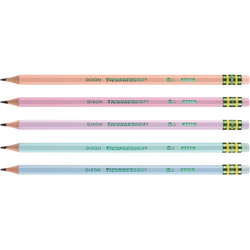 Image of Ticonderoga® X13750 Pre-Sharpened Pencil, 2.2 mm, HB (#2), Black Lead, Pastel Assorted Barrel Colors, 150/Pack
