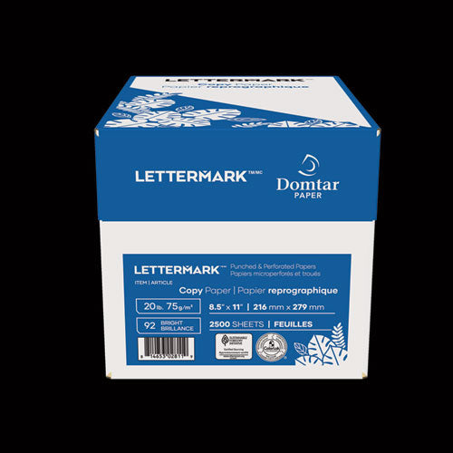 Image of Lettermark Custom Cut-Sheet Copy Paper, 92 Bright, Micro-Perforated 3.5" from Bottom, 20 lb Bond Weight, 8.5 x 11, White, 500/Ream